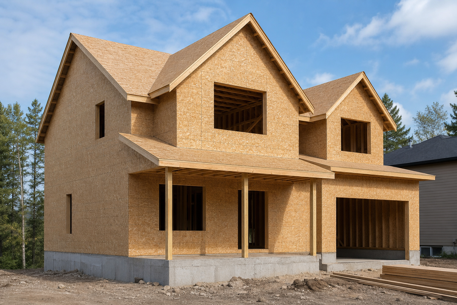 Extérieur qui prend forme — beaucoup plus de lumière.